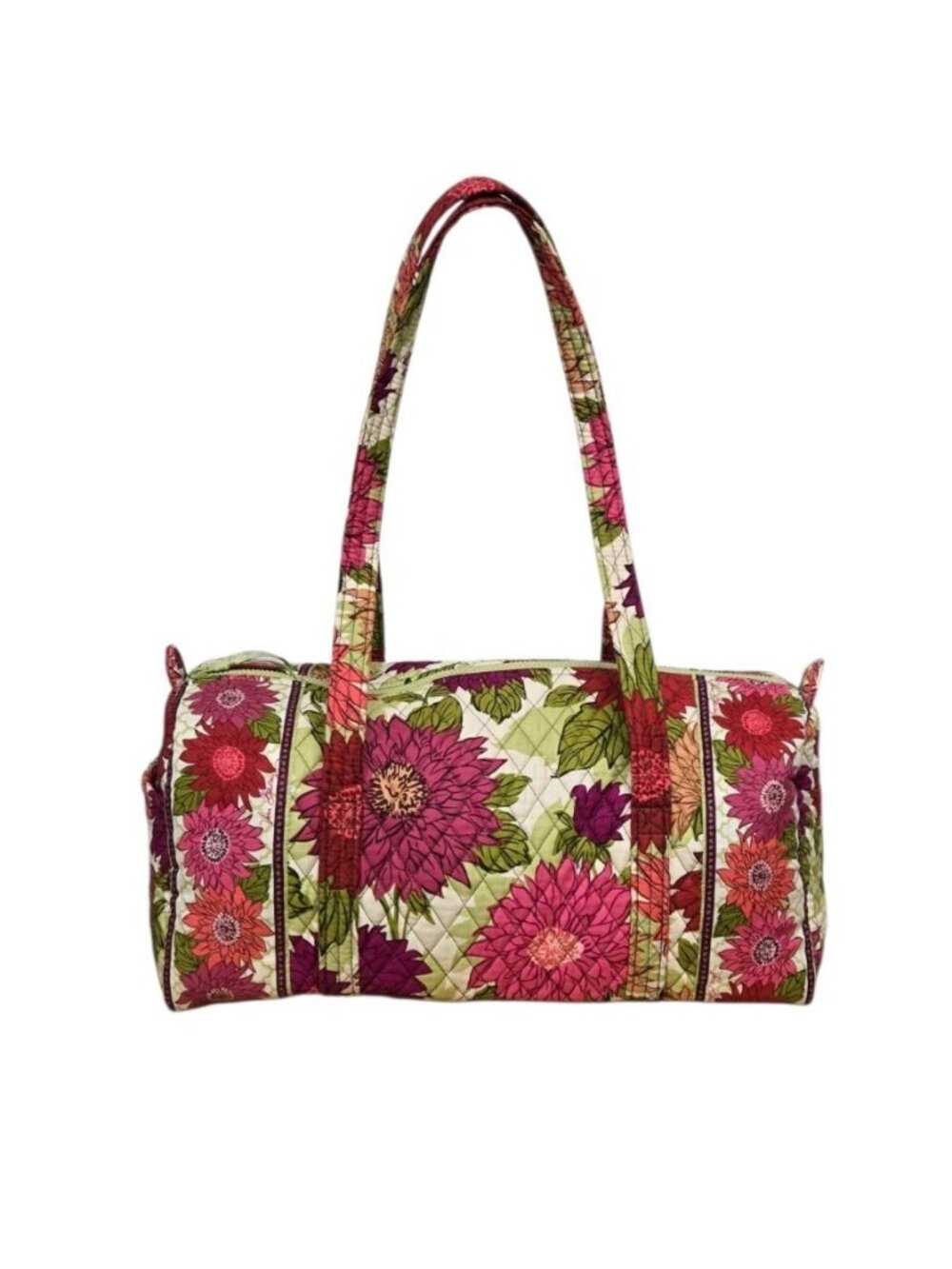 Vera Bradley Quilted Hello Dahlia Large Duffle Bag Top Zip Double Handle